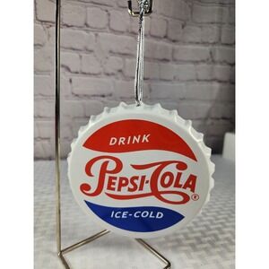 Retro Pepsi Metal Bottle Cap Wall‎ Decor – White Novelty Bar Sign –Ornament 5"